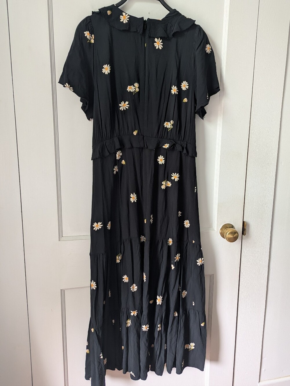 Madewell Lazy Daisies Ruffle Tiered Maxi Dress Size 6 Black Daisy Print - Picture 9 of 12